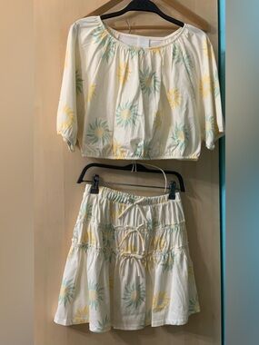 NWT Zara Kids Cropped Top and Skirt Set, 100% Cotton, Size 12-13 Years